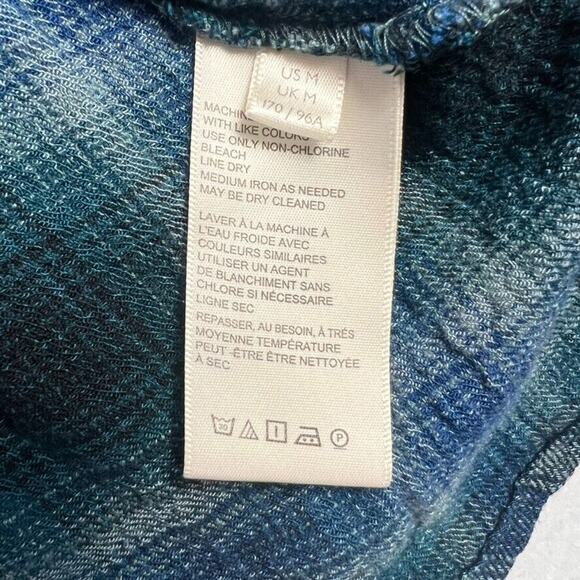 Free People Top Womens Medium Blue Not Your Average Girl Navy Ruffle Shoulder - Picture 7 of 11